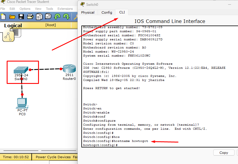 How to configure a basic Cisco switch on Cisco Packet Tracer