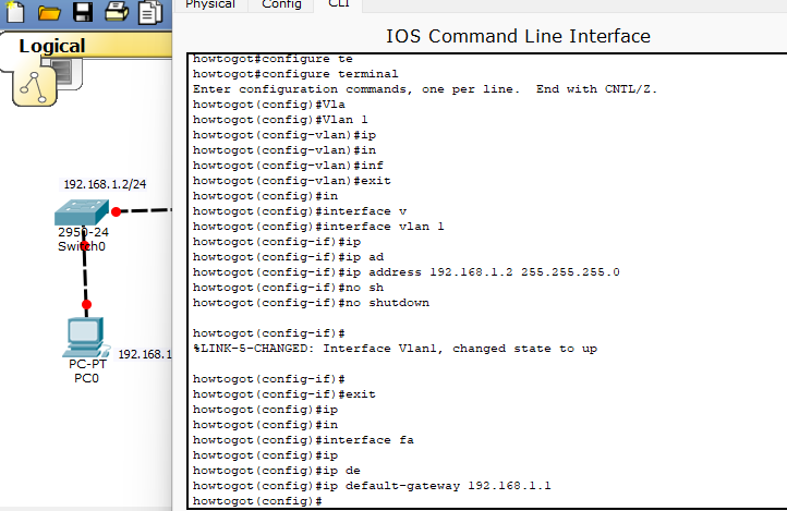 How to configure a basic Cisco switch on Cisco Packet Tracer