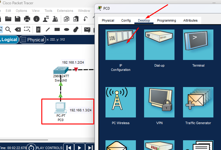 How to configure a basic Cisco switch on Cisco Packet Tracer