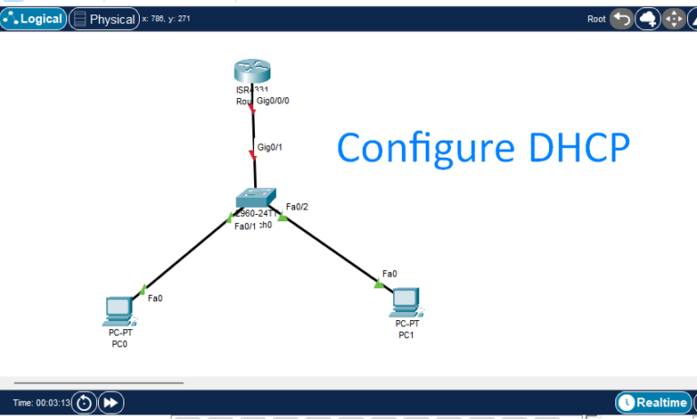 How to configure DHCP on cisco packet tracer