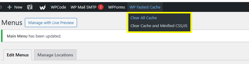 Clear WP cache