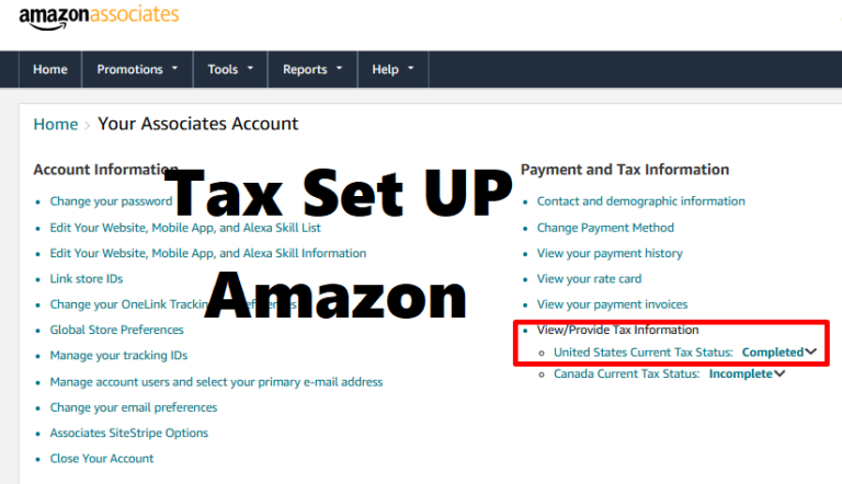 How to Set up Tax information on Amazon Associates