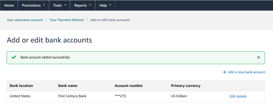 How to Set up payments on Amazon Associates affiliate